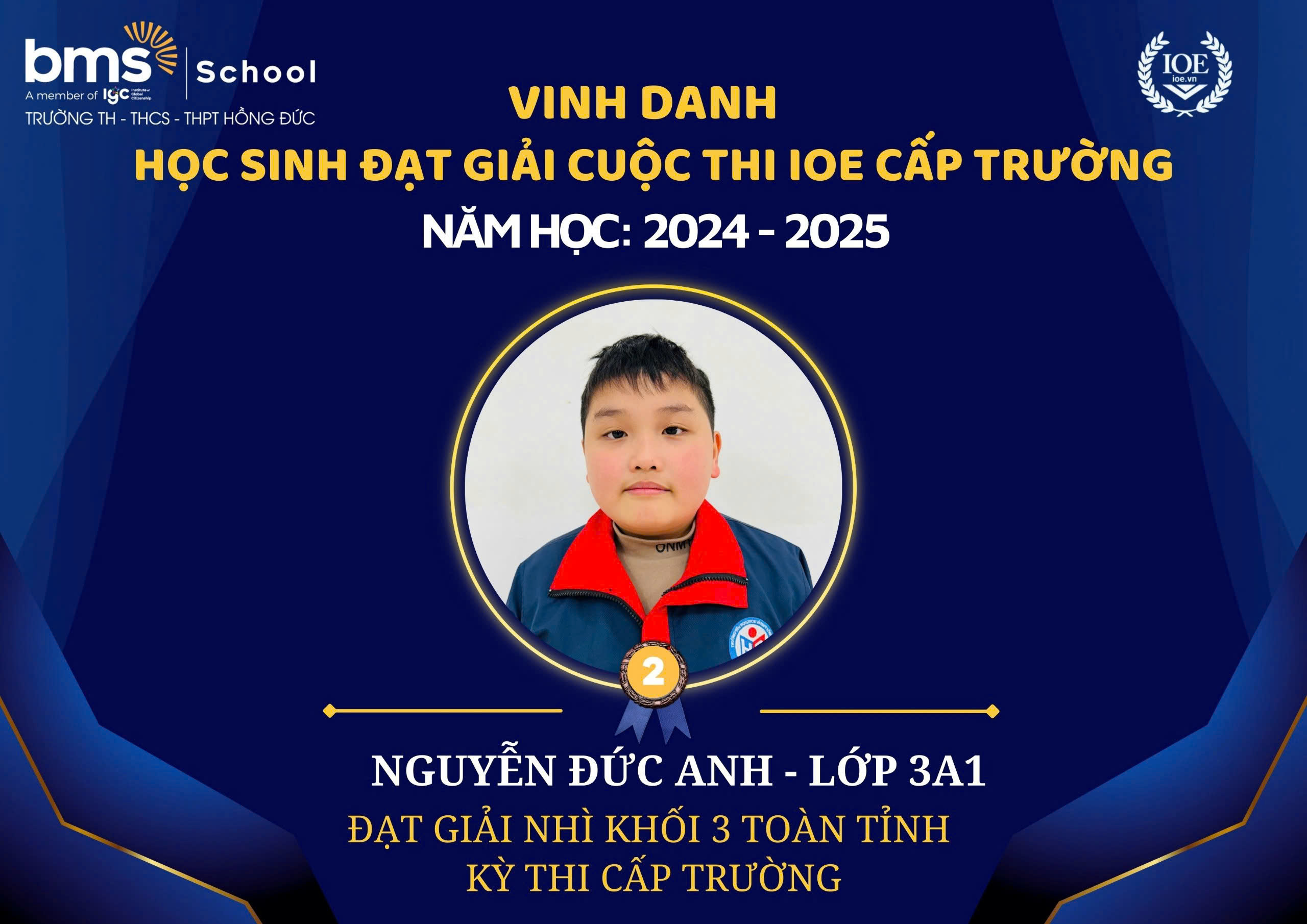 VINH DANH HỌC SINH TỎA SÁNG TRONG KỲ THI IOE CẤP TRƯỜNG - NĂM HỌC 2024 - 2025