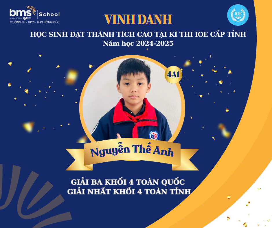 Học Sinh BMS Hưng Yên “Gặt Hái” 12 Giải Thưởng Tại Vòng Thi Cấp Tỉnh Cuộc Thi Olympic Tiếng  Anh Trên Internet (IOE) - Năm Học 2024-2025