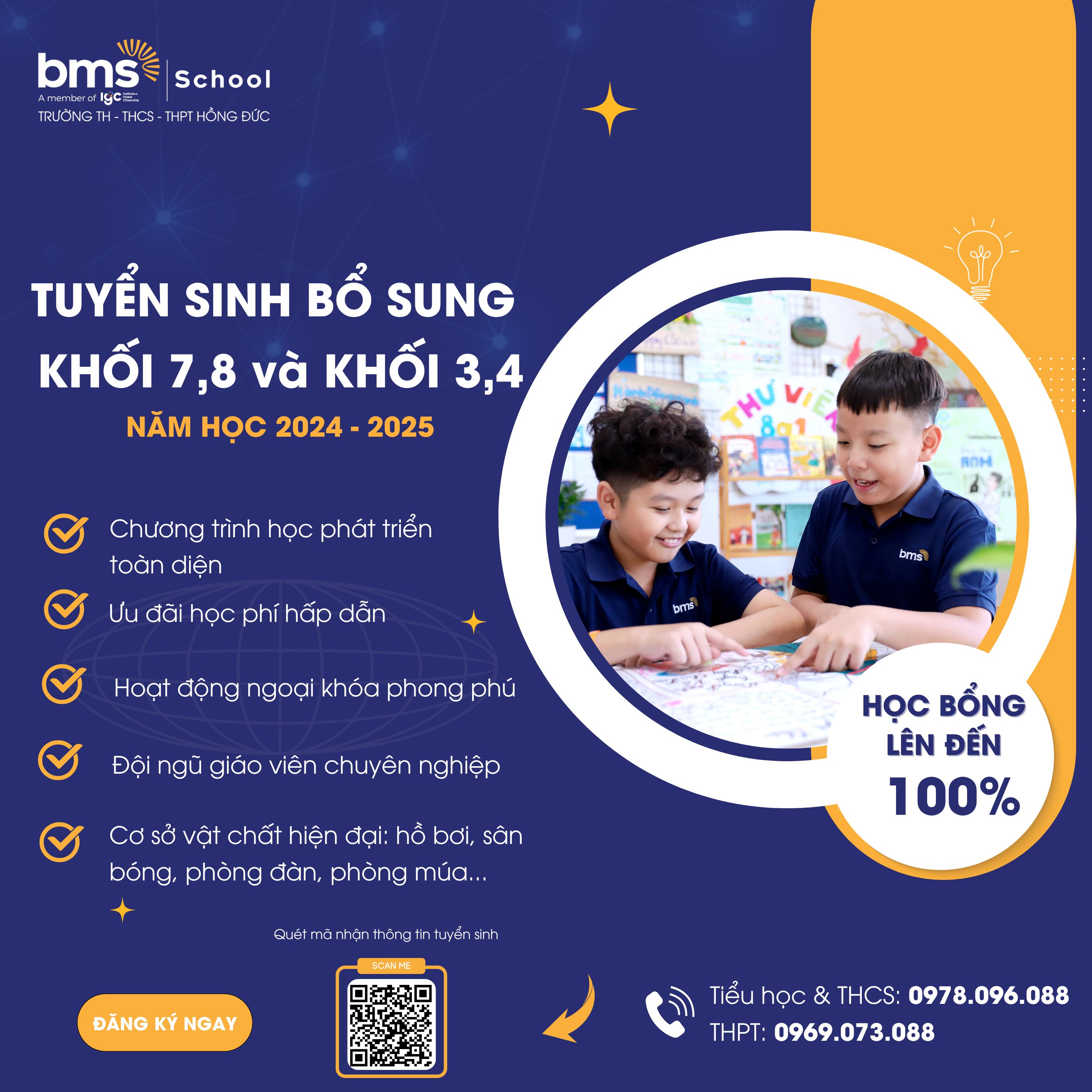 TUYỂN SINH BỔ SUNG KHỐI 7, 8 VÀ KHỐI 3, 4 – NĂM HỌC 2024-2025